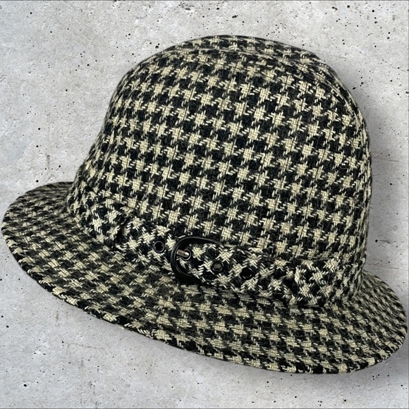 Vintage Stetson Fedora Hat Men's Black Houndstooth Sherlock Holmes Detective - Picture 5 of 10